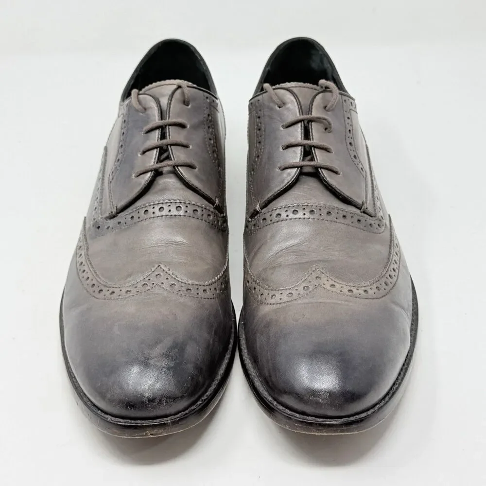 John Varvatos Luxe Derby Oxford Shoes Mens 13 Brown Leather Wingtip Brogue
